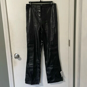 ASOS Design NWT Pleather Black High Rise Flare Pants Size 8